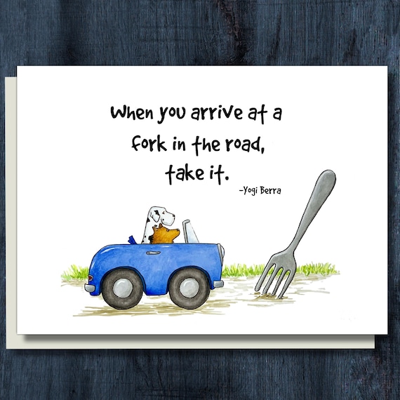 Funny Dog Greeting Card or Postcard - Fork in the Road