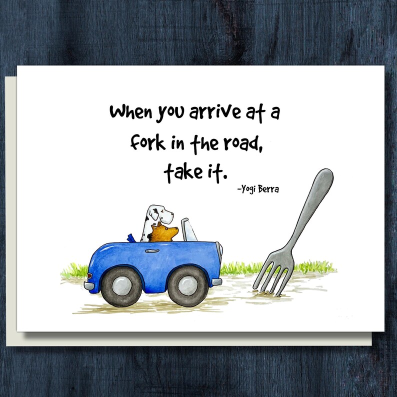 Funny Dog Greeting Card or Postcard - Fork in the Road image 1