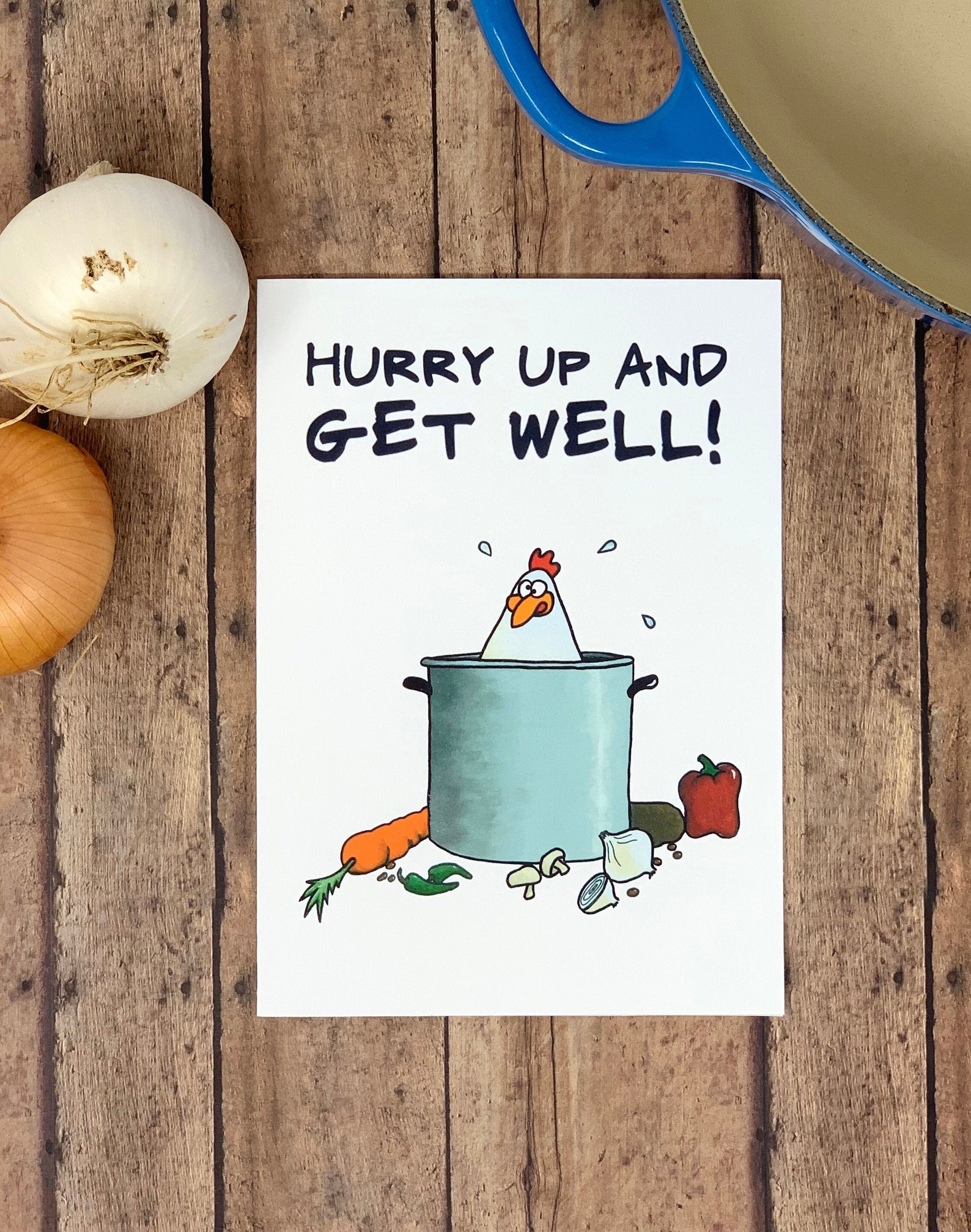 Hurry Up and Get Well Funny Get Well Card Chicken Soup Etsy