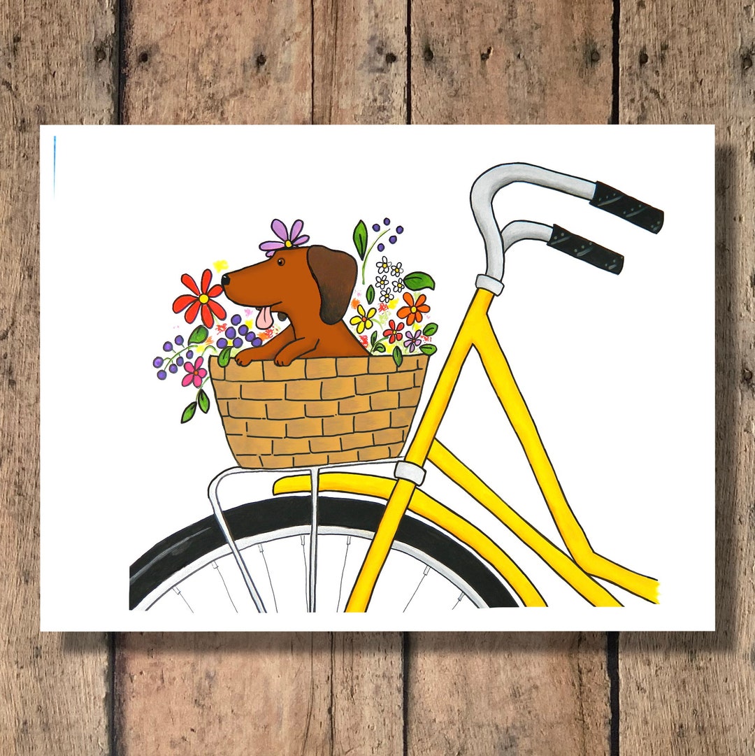 Funny Bike Ride Dachshund Card Etsy