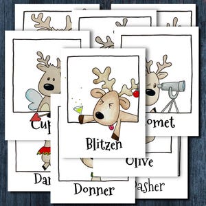 Funny Reindeer Christmas Cards, Set of 10