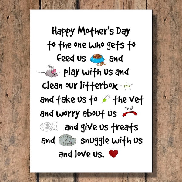 Funny Mother's or Father's Day Card from the Cat
