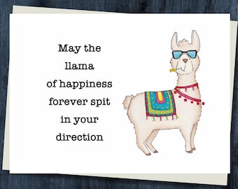 Funny Greeting Card / Postcard - Llama of Happiness