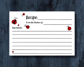 2 Sided Ladybugs Recipe Cards - Set of 10