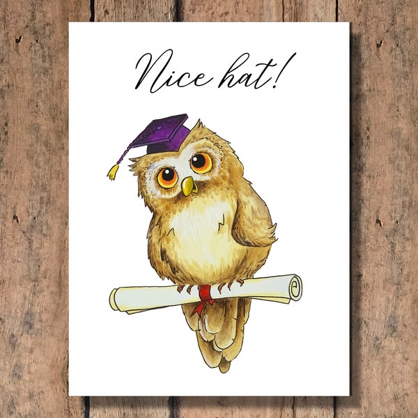 Funny Owl Graduation Card - Nice Hat!