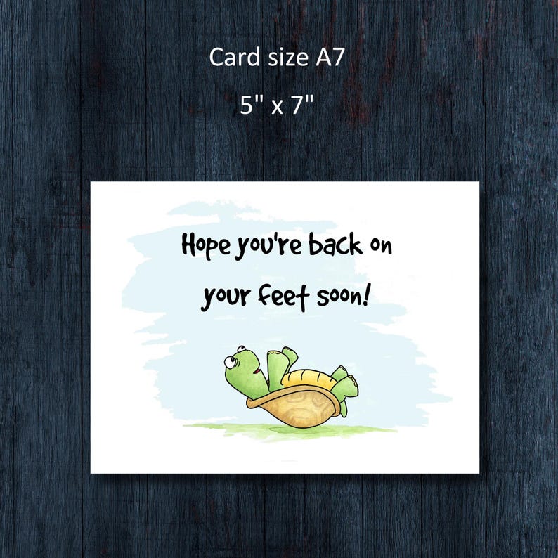 Funny Turtle Get Well Card - Hope You're Back on Your Feet Soon! - Etsy