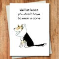 Funny Dog Get Well Card - At Least You Don't Have to Wear a Cone!