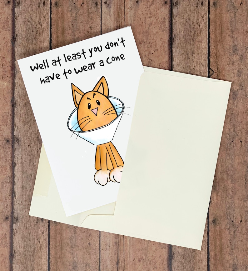 Funny Cat Get Well Card at Least You Don't Have to Wear Etsy