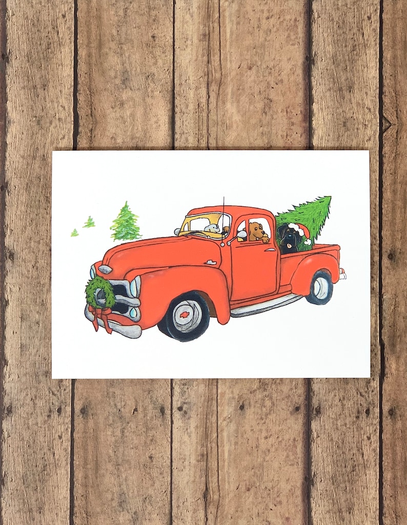 Funny Christmas Card Truck Load of Dogs Etsy