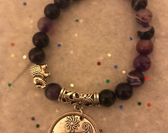 Purple banded Agate beaded bracelet