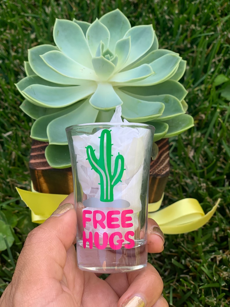 Don/'t Touch This Prickly Party. Cactus Wine Glass Gift Set Free Hugs Stay Wild Latina Gift Set Shot Glass Set Spiked Wine Glass