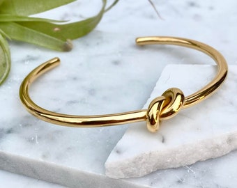 bridesmaid gift, bridesmaid proposal, knot bracelet, gold bangle, gold bracelet, minimal bracelet, bracelets for her, adjustable bangle