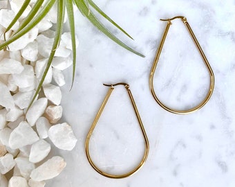 teardrop earrings, gold hoop earrings, geometric earrings, unique hoop earrings, minimalist earrings, modern earrings, big hoop earrings