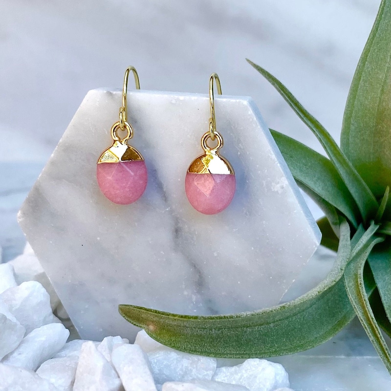 Pink Earrings - Chic Pink Stone Earrings for Women