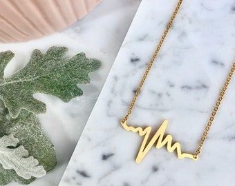 love necklace, heart necklace, heartbeat necklace, friendship necklace, layered necklace, gold necklace, modern necklace, minimal necklace