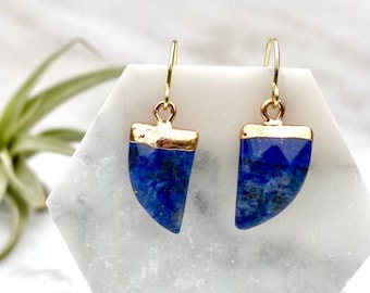 lapis lazuli earrings, stone earrings, stone dangle earring, blue earrings, gold lapis earrings, gold earrings, dangle earrings