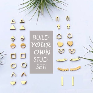 Custom gift, custom earring set, stud earrings, earring set, gold earrings, minimalist earrings, personalized earrings, geometric earrings