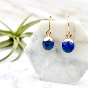 lapis lazuli earrings, stone earrings, stone dangle earring, blue earrings, lapis earrings, gold earrings, dangle earrings