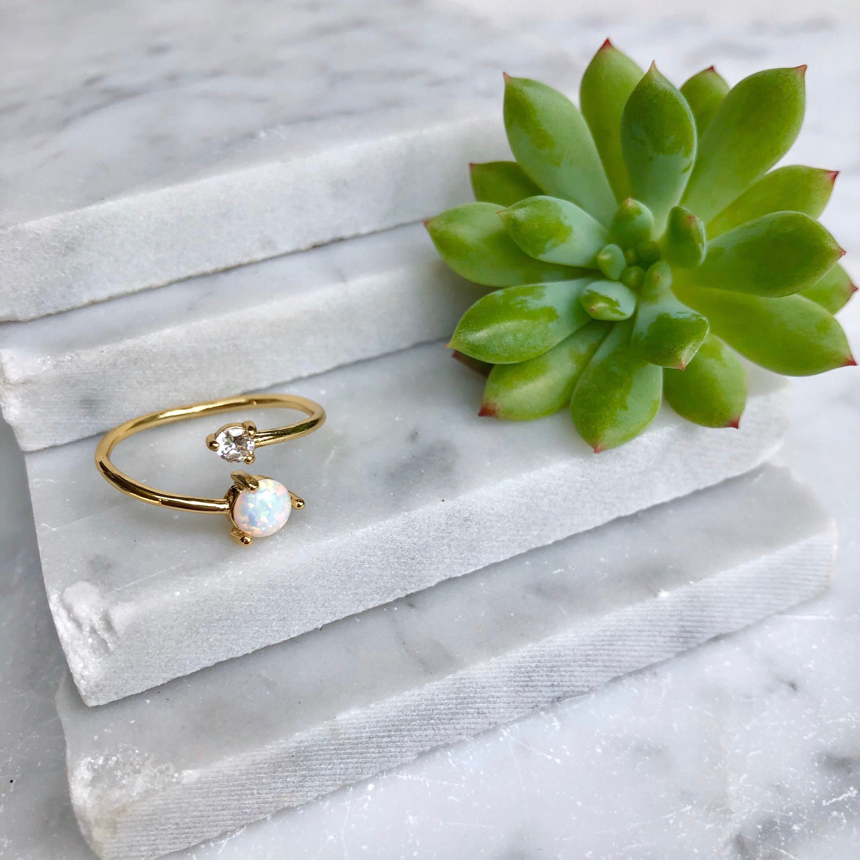 opal ring, adjustable ring, gold opal ring, minimal ring, stack ring,…