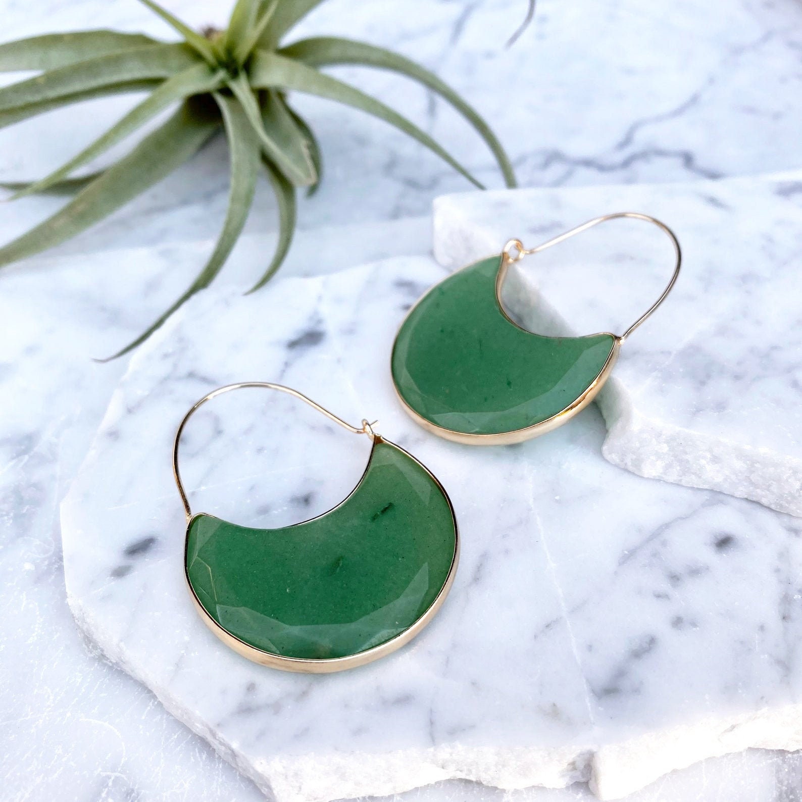 jade earrings, stone earrings, jade hoops, stone hoops, gold jade ear…