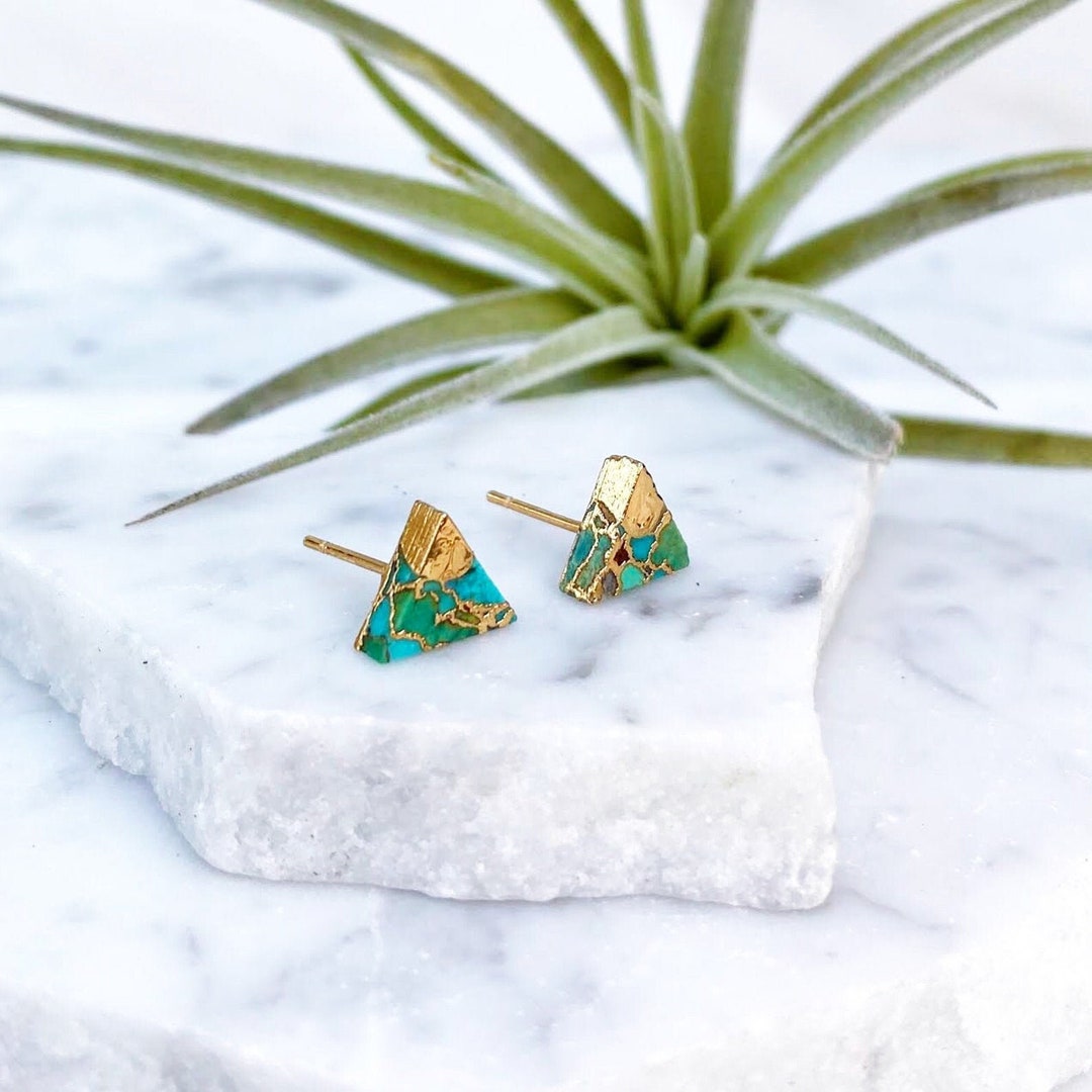 The Adelynn Turquoise Triangle Stud Earrings main image 1