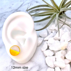 stud earring, gold earring, geometric earring, circle earring, minimalist earring, earring, gold stud earring, modern earring, small earring image 6