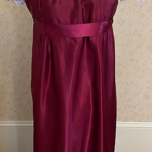 Emma Evening Dress Red Taffata and White Trim
