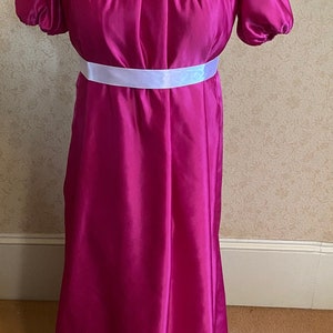 Emma Evening Dress Pink Taffata and White Trim