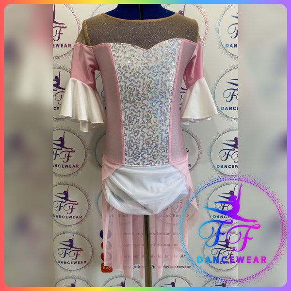 EX-SAMPLE Punk and Silver Sequin Lyrical Contemporary Dance Costume (Size 3a 11/12 yrs approx)