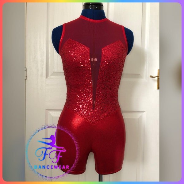All That Glimmers - Custom made Acro / Modern / Jazz Dance Costume in Sequin / Lycra / Mesh (Unitard) Child & Adult Sizes