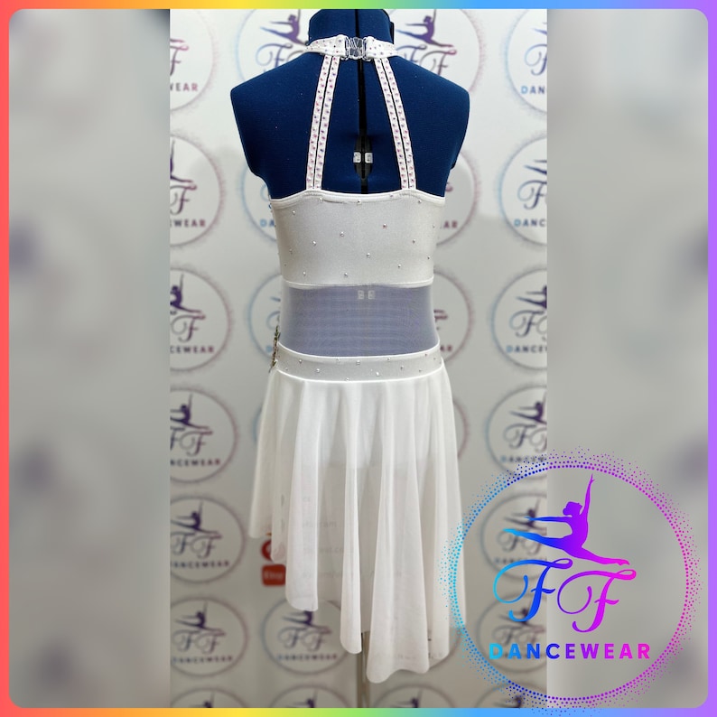 BRAND NEW BESPOKE White Stoned Leotard Lyrical / Contemporary Dance