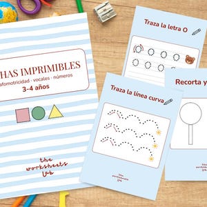 Printable worksheets for 3-4 year olds · Fine motor skills, vowels and numbers · Screen-free activities for children · Downloadable PDF