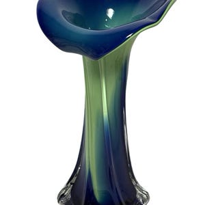 青と緑の手吹きムラノガラス「ジャック・イン・ザ・パルピット