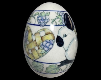 1980’s Davila Brodsky Rabbit Artworks Bunny & Grapes Egg Approx. 7”