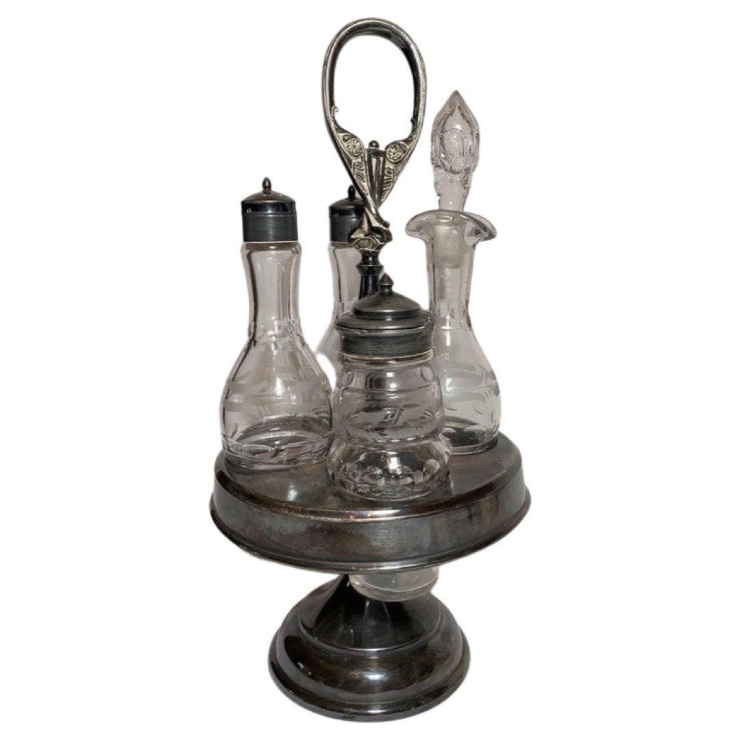 Antique Wilcox Silver Plated Etched Cruet Set Etsy