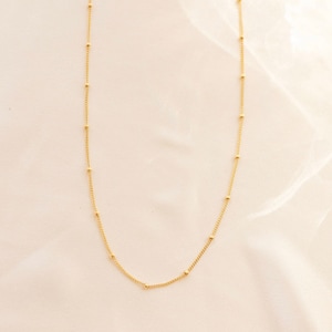 Gold ball chain necklace, Dainty bead chain, Thin chain, Ball station chain, Ball chain, Bead chain, Thin chain choker, Tiny ball necklace