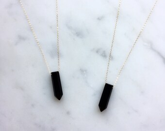 black onyx crystal necklace