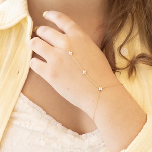 Hand Chain, Gold Filled Hand Chain, Adjustable Hand Chain, Cubic Zirconia, Simple Hand Chain, Dainty Hand Chain, Boho Hand Chain, Jewelry