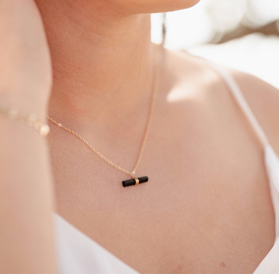 Black Tourmaline Necklace Raw 
