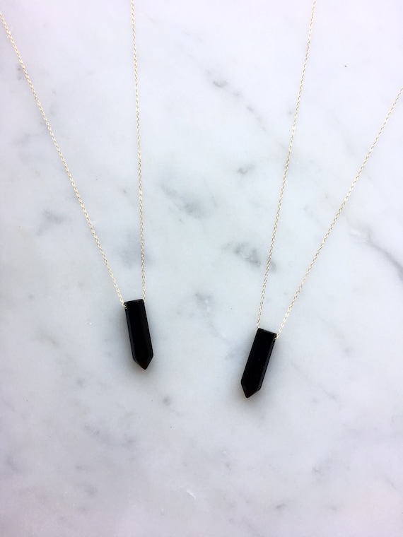 Black Onyx Necklace Healing Crystal Pendant