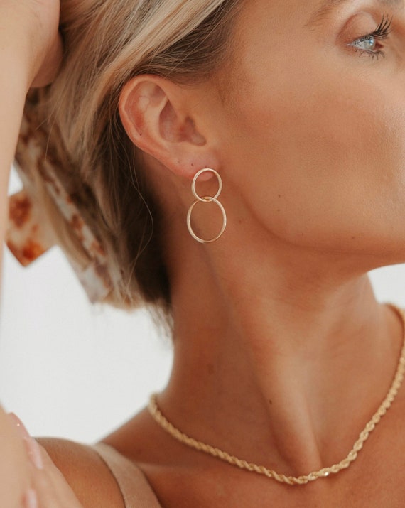 Double hoop dangle on sale earrings