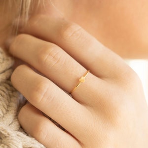 Heart ring, Tiny heart ring, Heart stacking ring, Love ring, Slim stacking ring, Minimalist ring, Couple ring, Gold ring, Gold heart