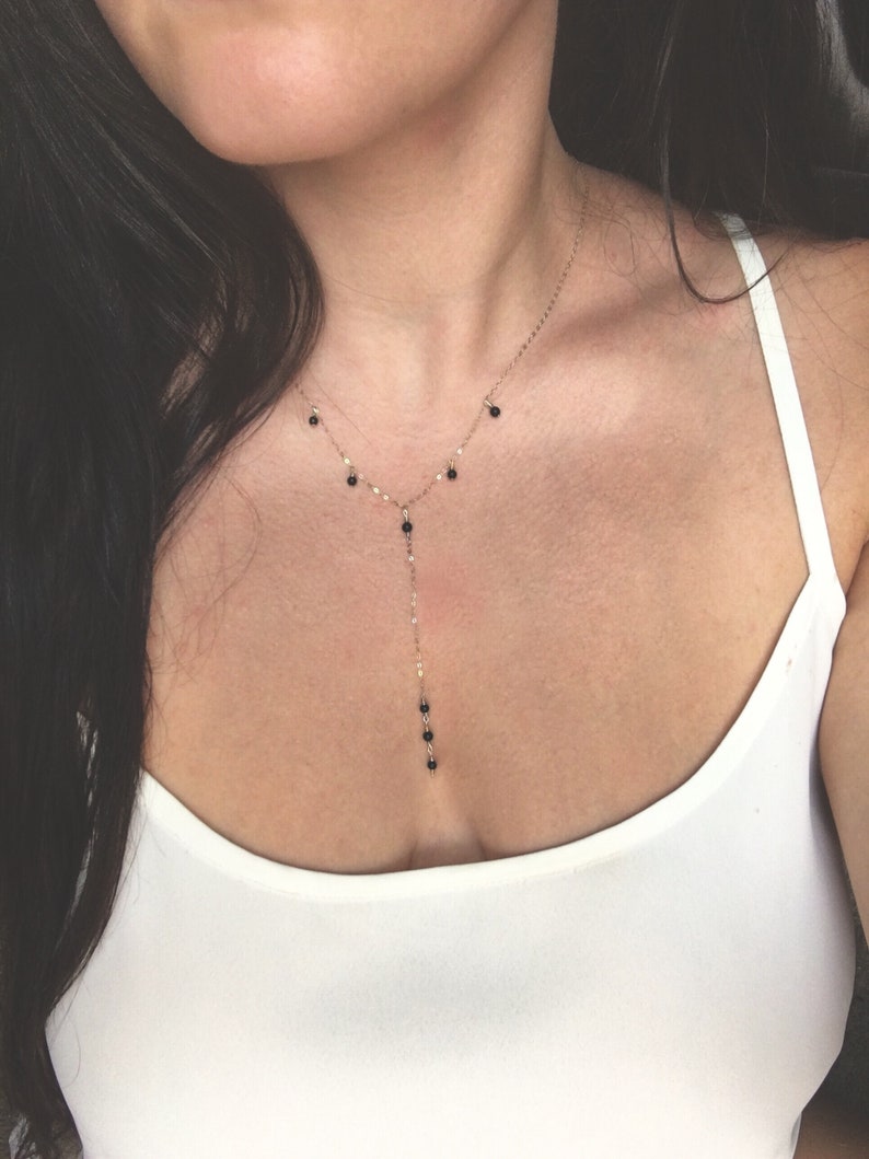 Beaded Lariat Necklace Simple Y Chain Beaded Y Necklace Etsy