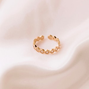 Eternity band, Hexagon band ring, Minimalist ring, Geometric ring, Adjustable gold ring, Honeycomb ring, Statement ring, Stacking band