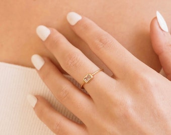 Baguette ring, Dainty baguette ring, Premium baguette ring, Gold baguette ring, Dainty gold ring, Small baguette ring, Stacking ring