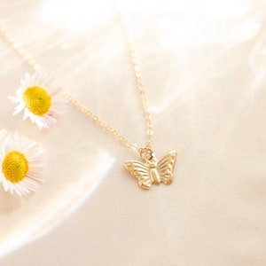 Butterfly necklace, Simple butterfly necklace, Tiny gold butterfly necklace, Dainty butterfly necklace, Minimalist gold charm pendant
