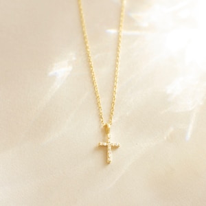 Gold cross necklace, Diamond cross necklace, Dainty cross pendant, Delicate cross necklace, Silver cross necklace, Simple pendant necklace