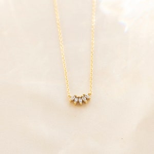 Marquise diamond necklace, Flower necklace, Petal diamond necklace, Floral necklace, Minimalist jewelry, Adjustable simple necklace, Pendant