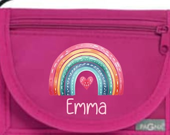 Personalisierter Brustbeutel für Kinder mit Regenbogen-Motiv – in vielen Farben, ideal für Kita & Schule, Geschenk