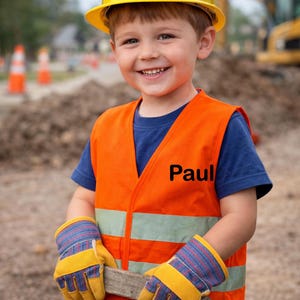 Bauarbeiter Set für Kinder, Rollenspiel, mit Namen, Baustelle, personalisiert auf Wunsch mit Namen, jeder Name mgl., auch einzeln erhältlich
